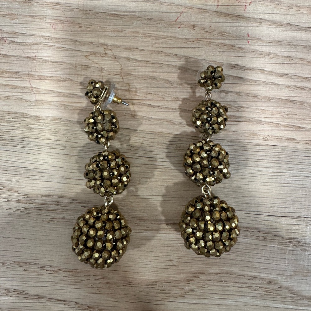 J.CREW Gold Beaded Drop Earrings